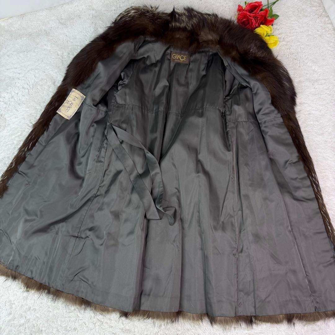 総丈117cm GRACE 肉厚 シルバーフォックス ロングコート 舐めし柔らか
