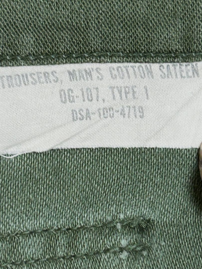 60s US Army OG 107 ベイカーパンツ W34 L33 ボタン
