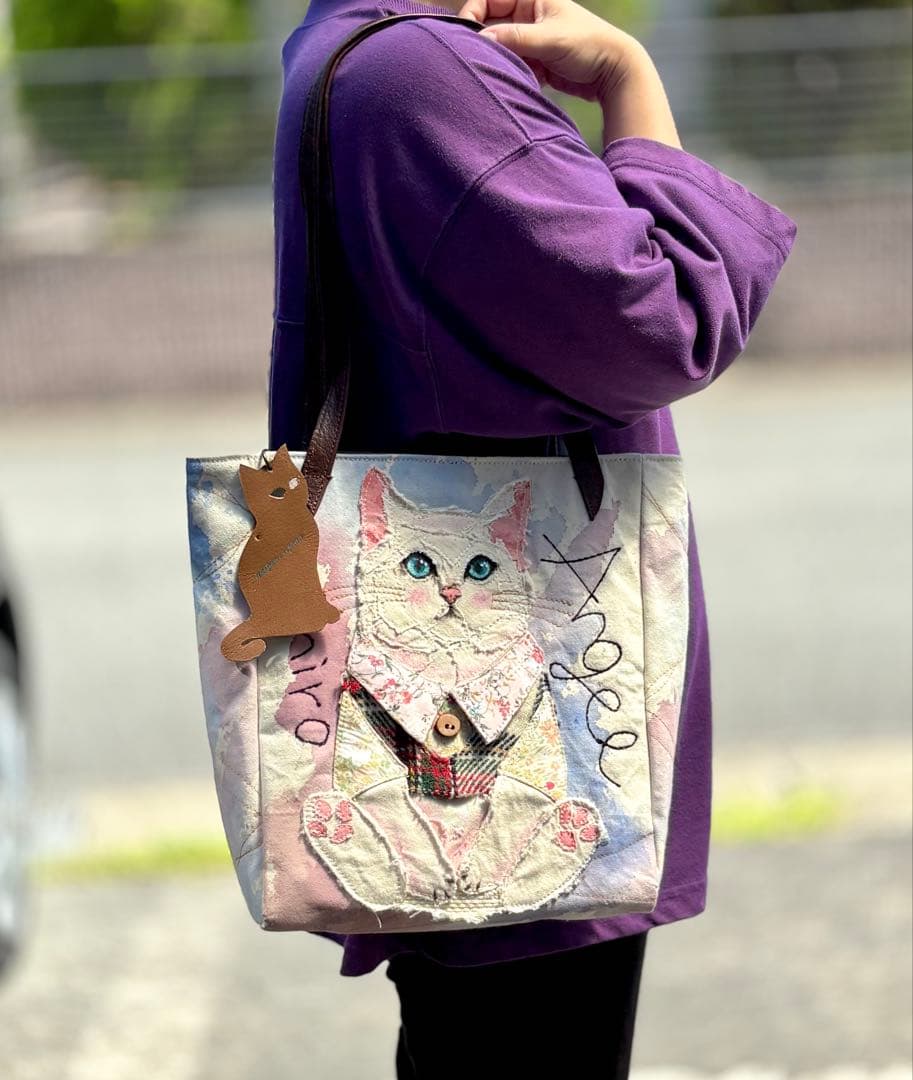 MUGI\"エンジェルしろ\"ねこのトートバッグ