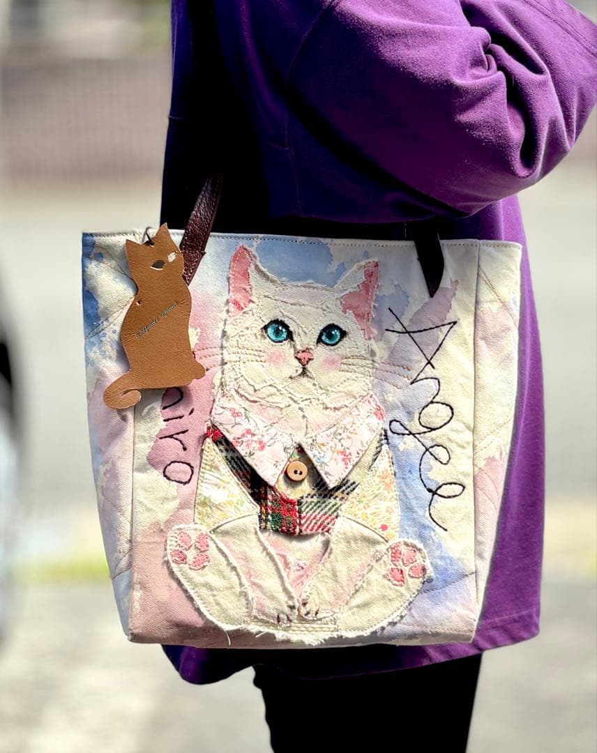 MUGI\"エンジェルしろ\"ねこのトートバッグ