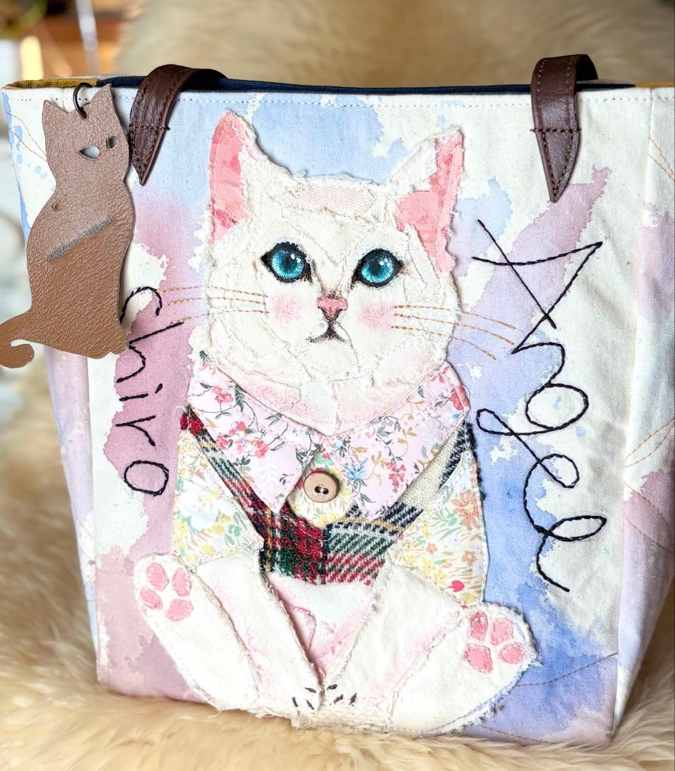 MUGI\"エンジェルしろ\"ねこのトートバッグ