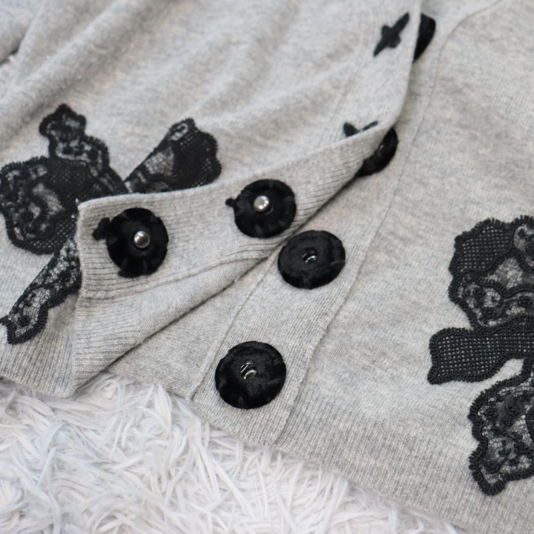 zhor&nema✨ゾーアンドネマ✨カーディガン　レース　カシミヤ混　サイズＬ