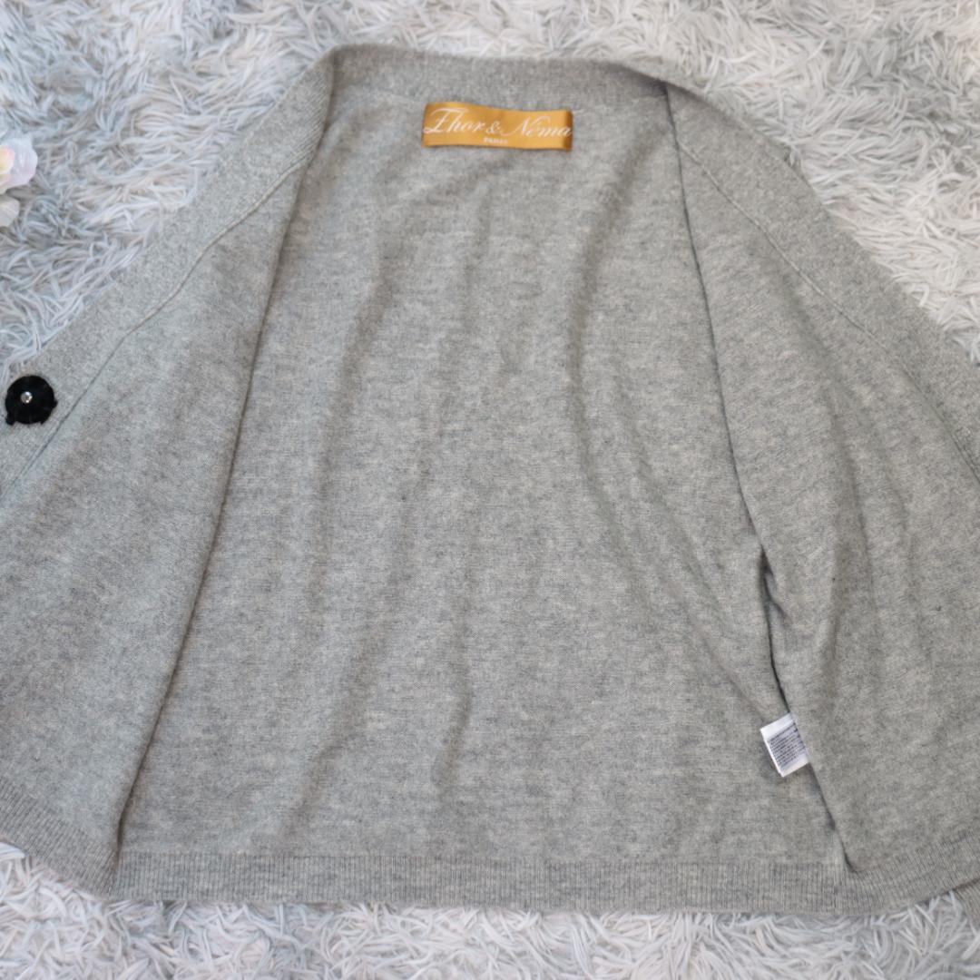 zhor&nema✨ゾーアンドネマ✨カーディガン　レース　カシミヤ混　サイズＬ