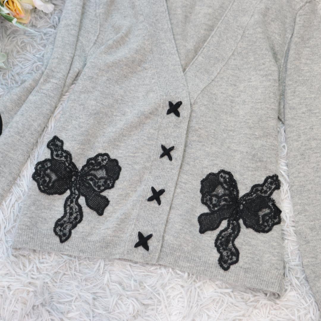 zhor&nema✨ゾーアンドネマ✨カーディガン　レース　カシミヤ混　サイズＬ