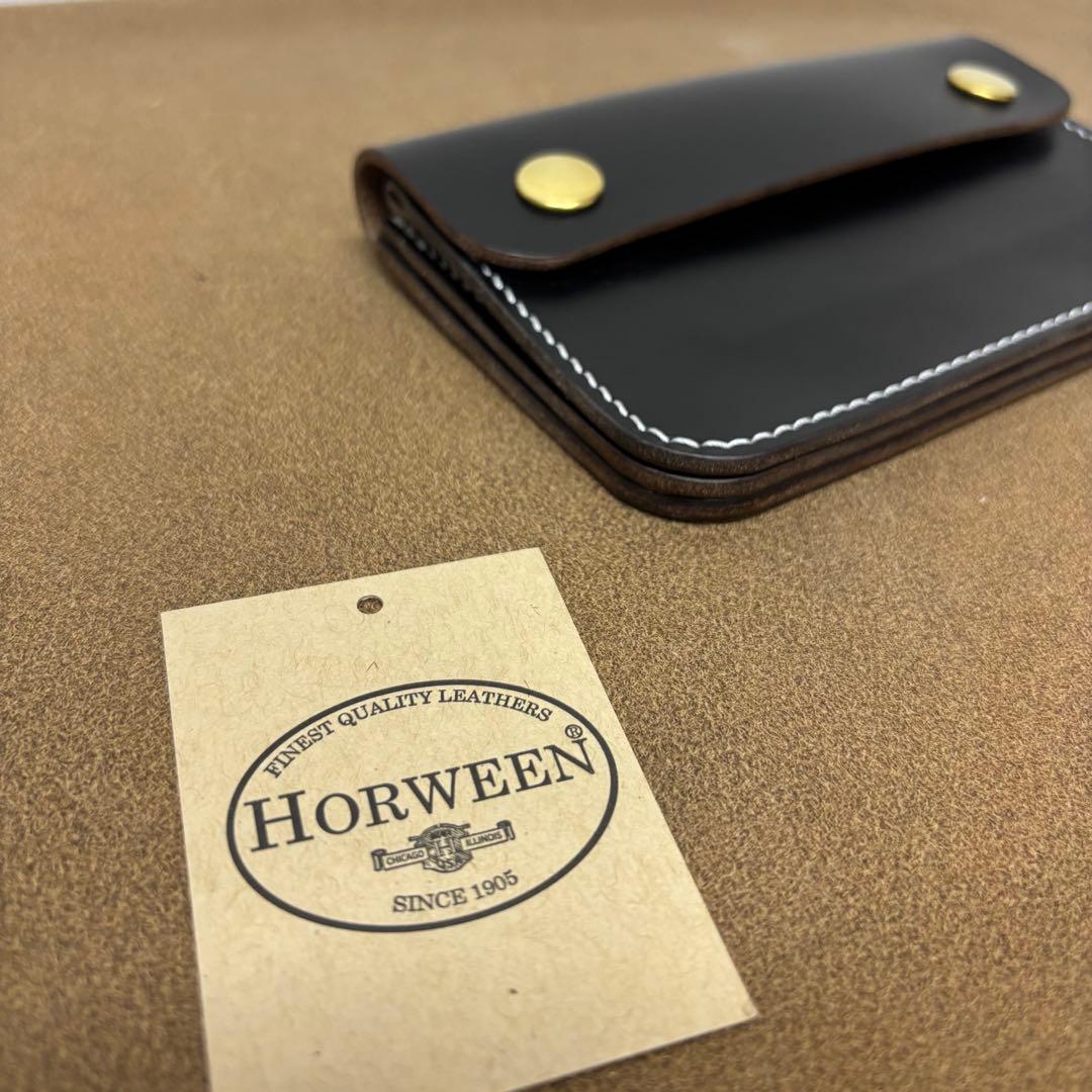 クロムエクセル　トラッカーウォレット　ミドル　黒　茶心　3層　HORWEEN