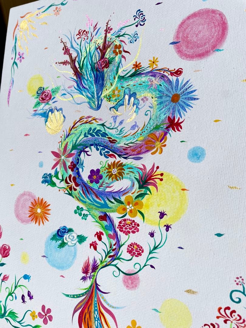 「幻の花龍」 ② アクリル画 開運絵画 龍神 抽象画 龍ノツカイ