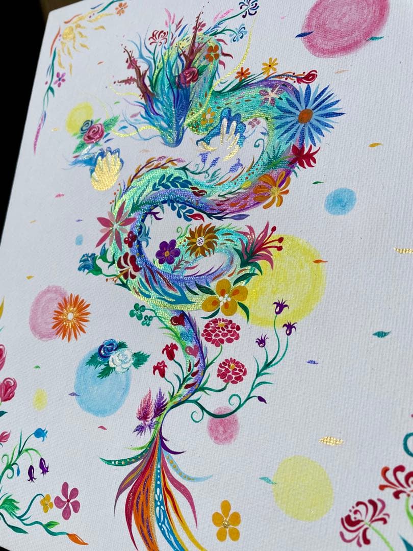 「幻の花龍」 ② アクリル画 開運絵画 龍神 抽象画 龍ノツカイ