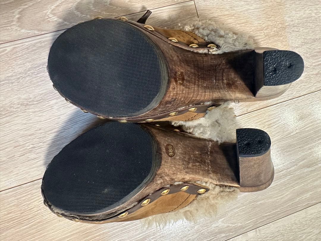 ミュウミュウ　スエード ムートン　サンダル　ミュール　38.5