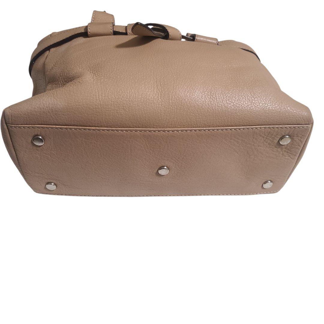 【美品】 土屋鞄 シボ革 レザーハンドバッグ ベージュ 上品 通勤 トート 軽量