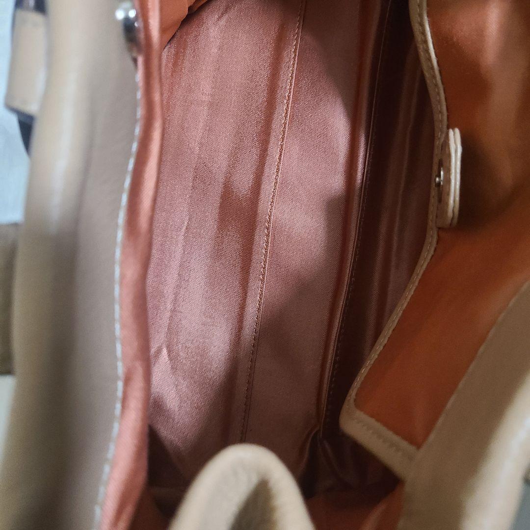 【美品】 土屋鞄 シボ革 レザーハンドバッグ ベージュ 上品 通勤 トート 軽量