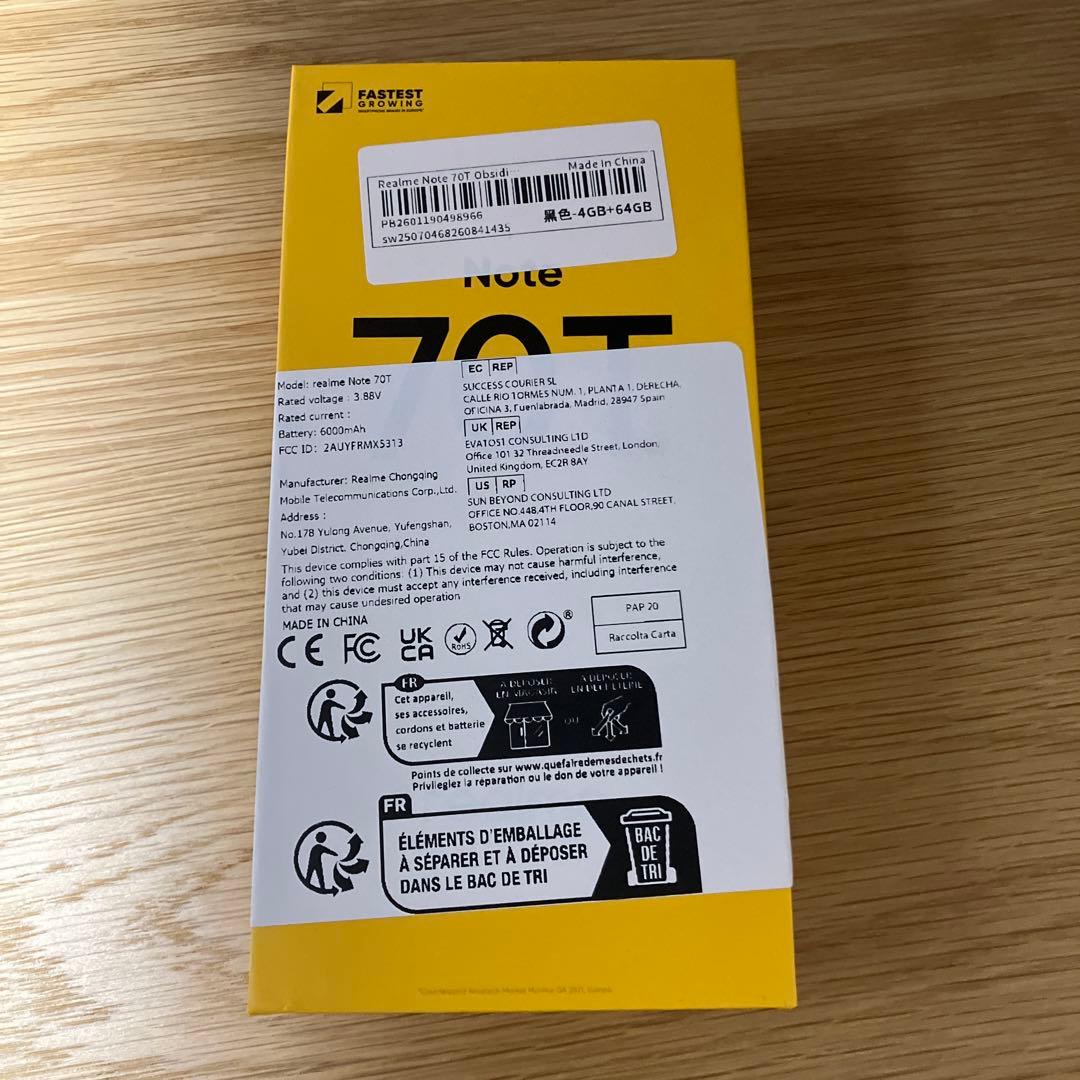 realme Note 70T 4GB/256GB ブラック