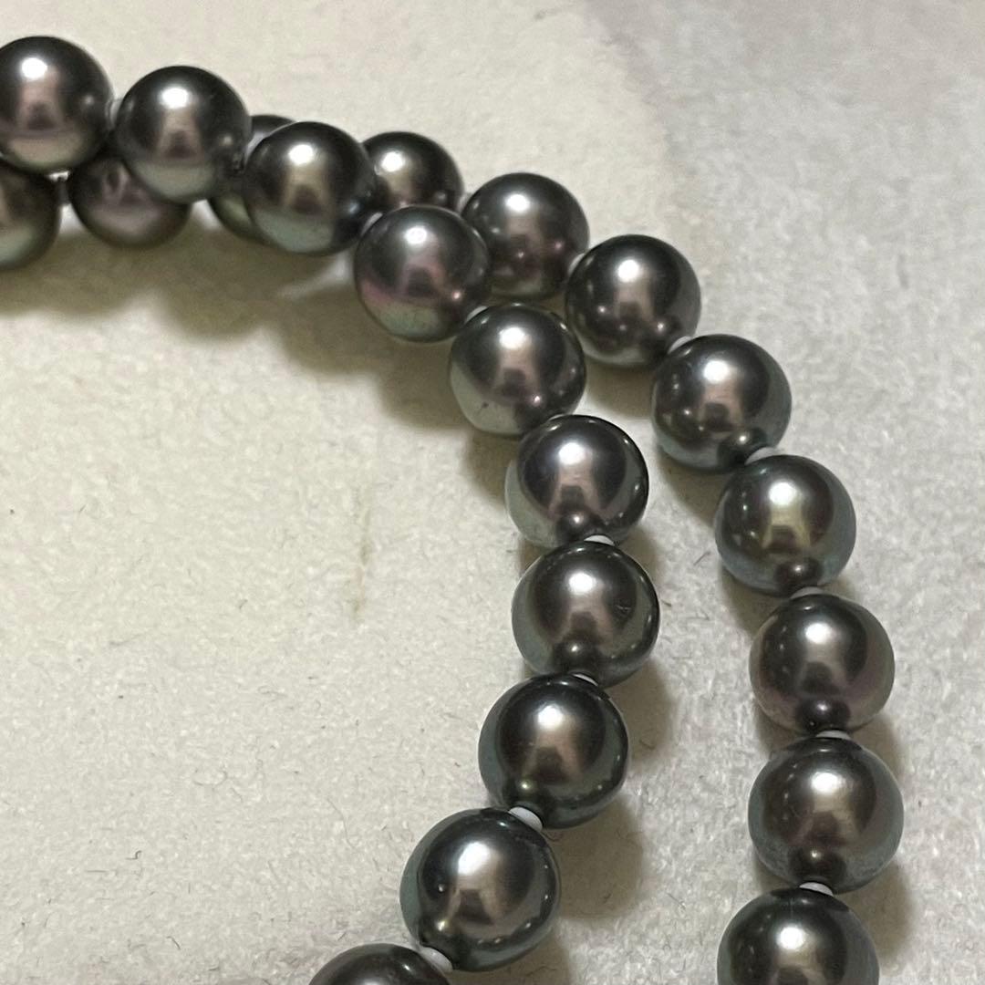 【極美品✨テリ良】あこや真珠 ネックレス 7.5-8.0 パール 黒本真珠 高級