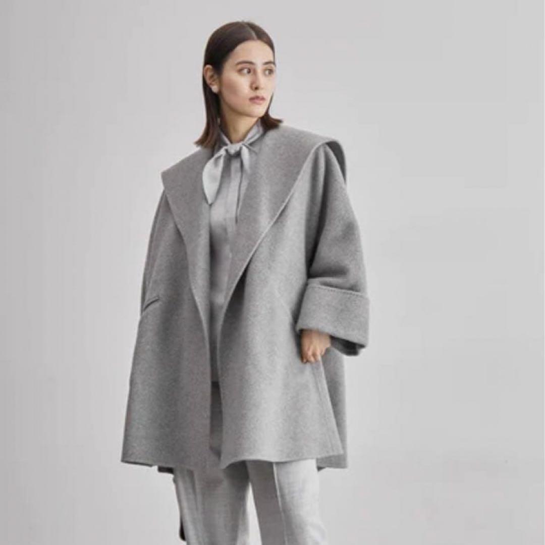 ROPE 23AW SUPER140s メルトンショールカラーコート 38グレー