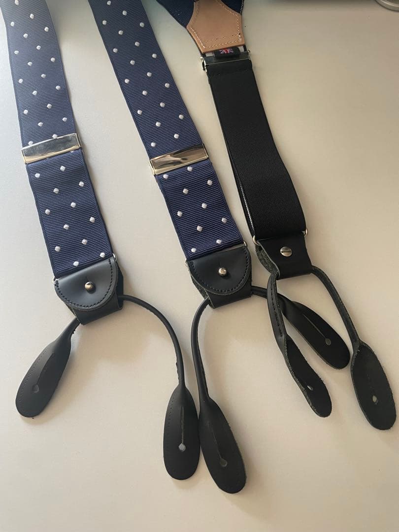  THURSTON ネイビー ドット サスペンダー