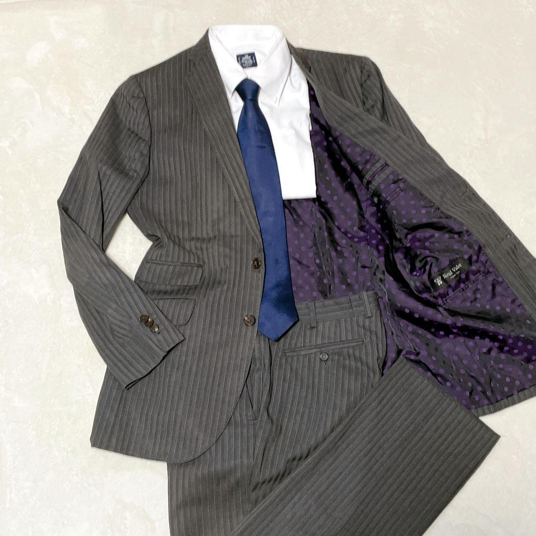 aab　スーツ　セットアップ　レダ　オーダーメイド　 グレー　ヘリンボー紫