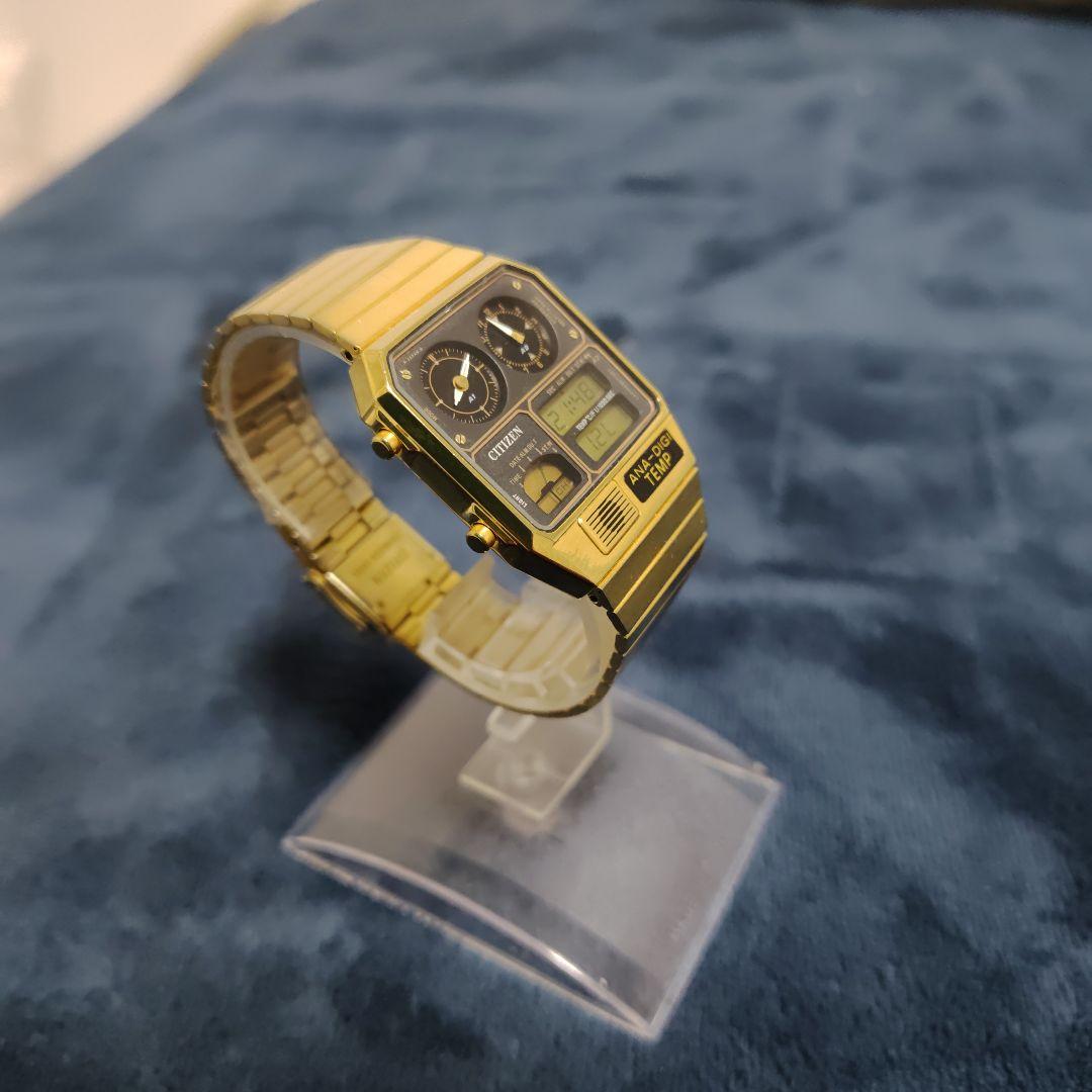 CITIZEN　アナデジテンプ　ゴールド色　8988 　稼働品