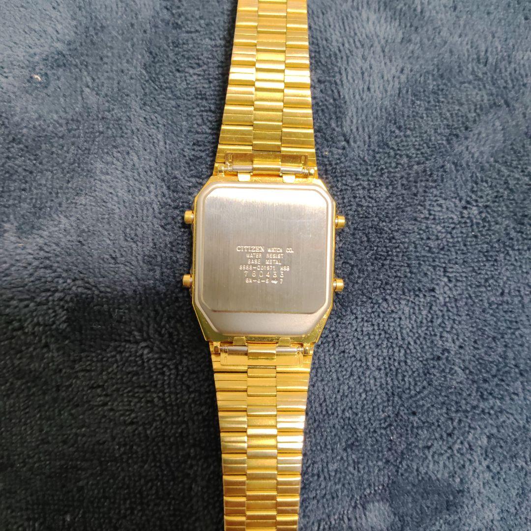 CITIZEN　アナデジテンプ　ゴールド色　8988 　稼働品