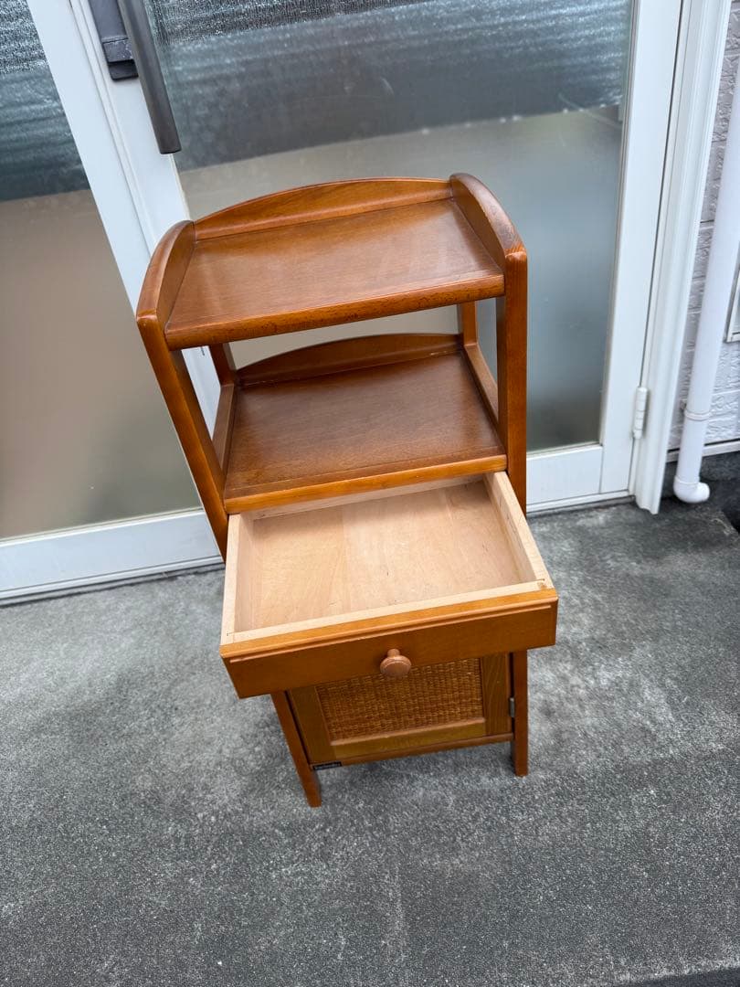 カリモク　木製　棚　キャビネット　引き出し　アンティーク　レトロ