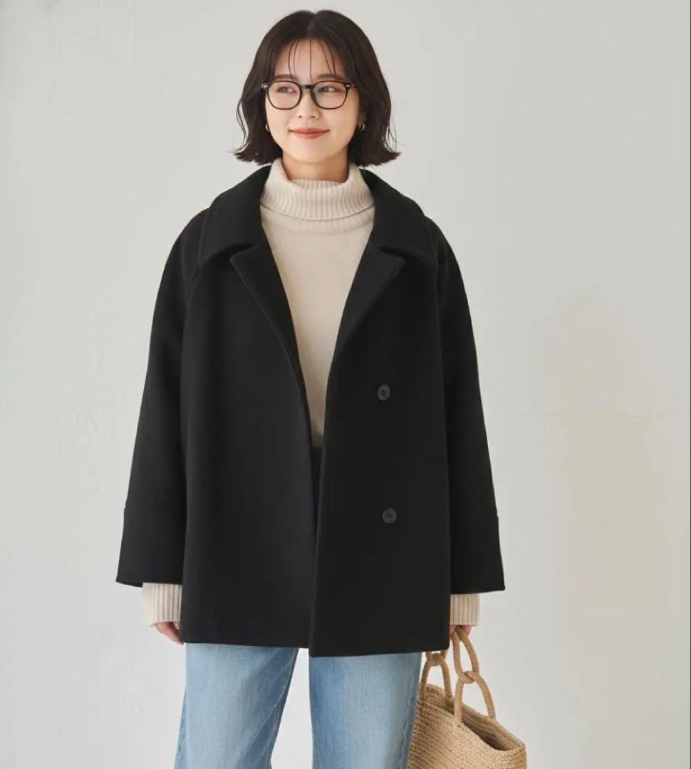 美品・完売品✨スピックアンドスパン　W/Nyモッサステンカラーショートコート