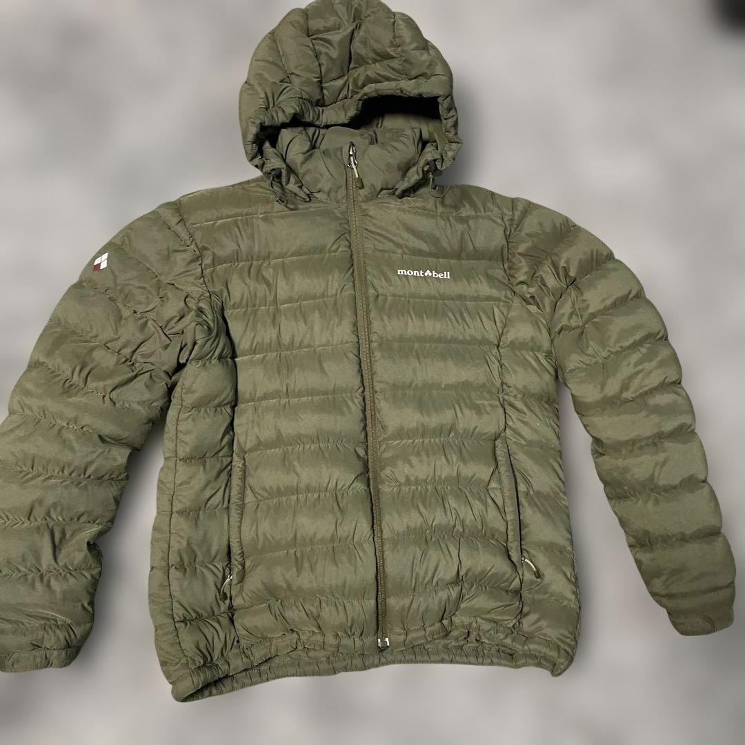 mont-bell フード付き　ダウンジャケット 日本S カーキ　オリーブ