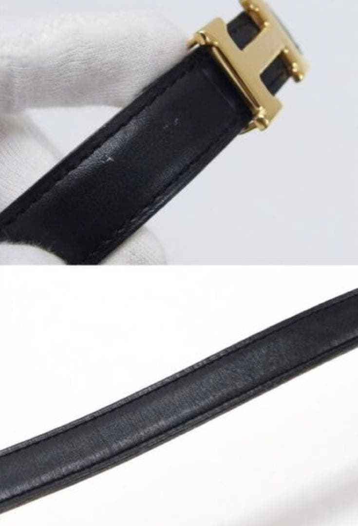 HERMES ミニコンスタントベルト リバーシブル Hバックル 黒×茶