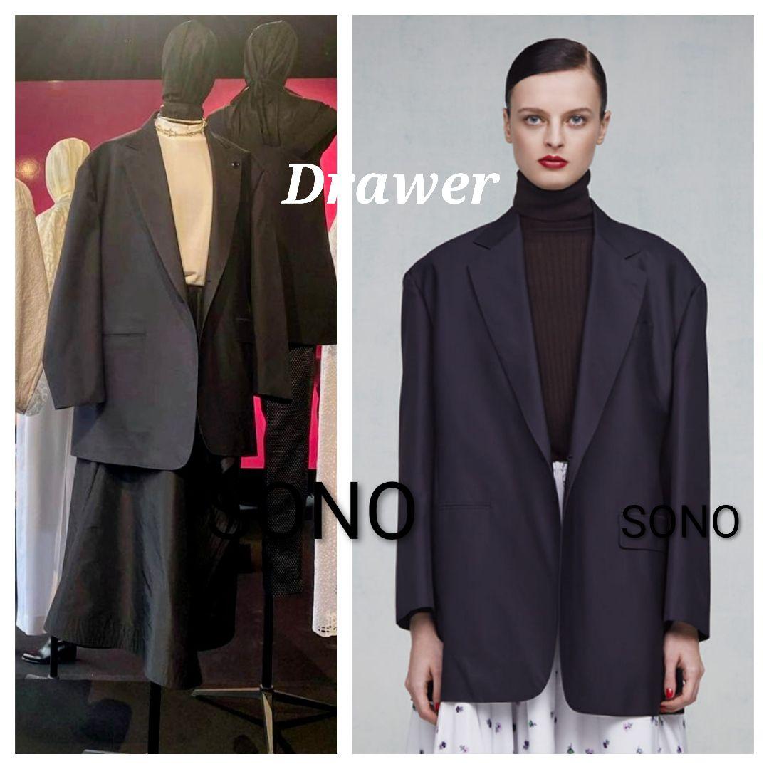 新品同様ドゥロワーシルク テーラードジャケット ネイビー36