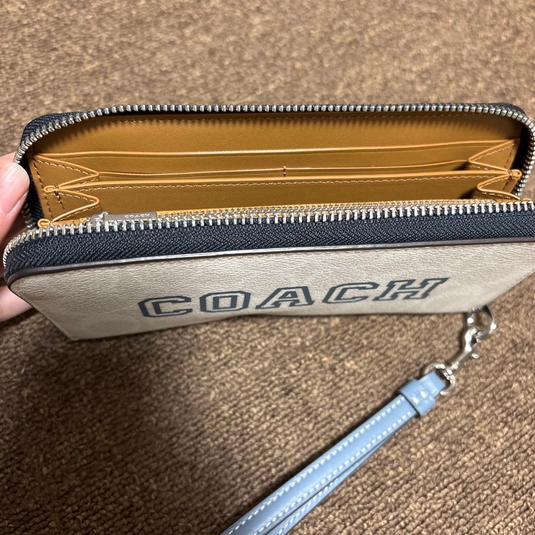 COACH ジップアラウンド長財布 ホワイト/ブルー