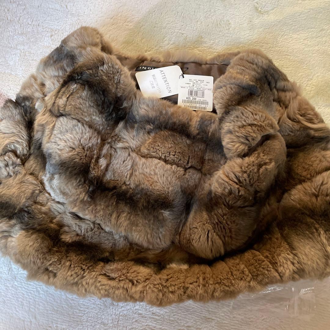 INDIVI ラビットファー　スヌード　ブラウン　タグ付き