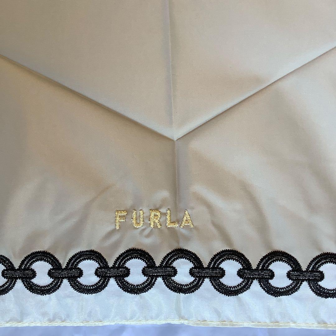 新品★フルラ★FURLAオーガンジーチェーン刺繍 晴雨兼用折りたたみ傘★グレー