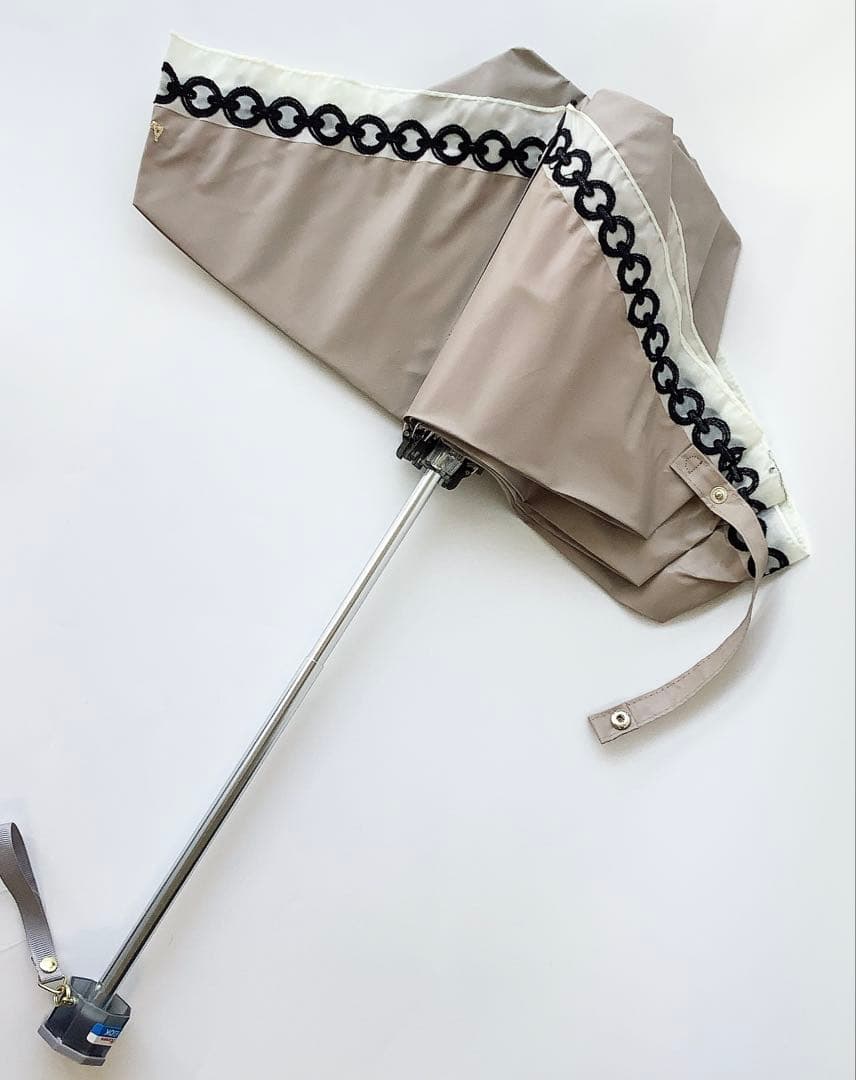 新品★フルラ★FURLAオーガンジーチェーン刺繍 晴雨兼用折りたたみ傘★グレー