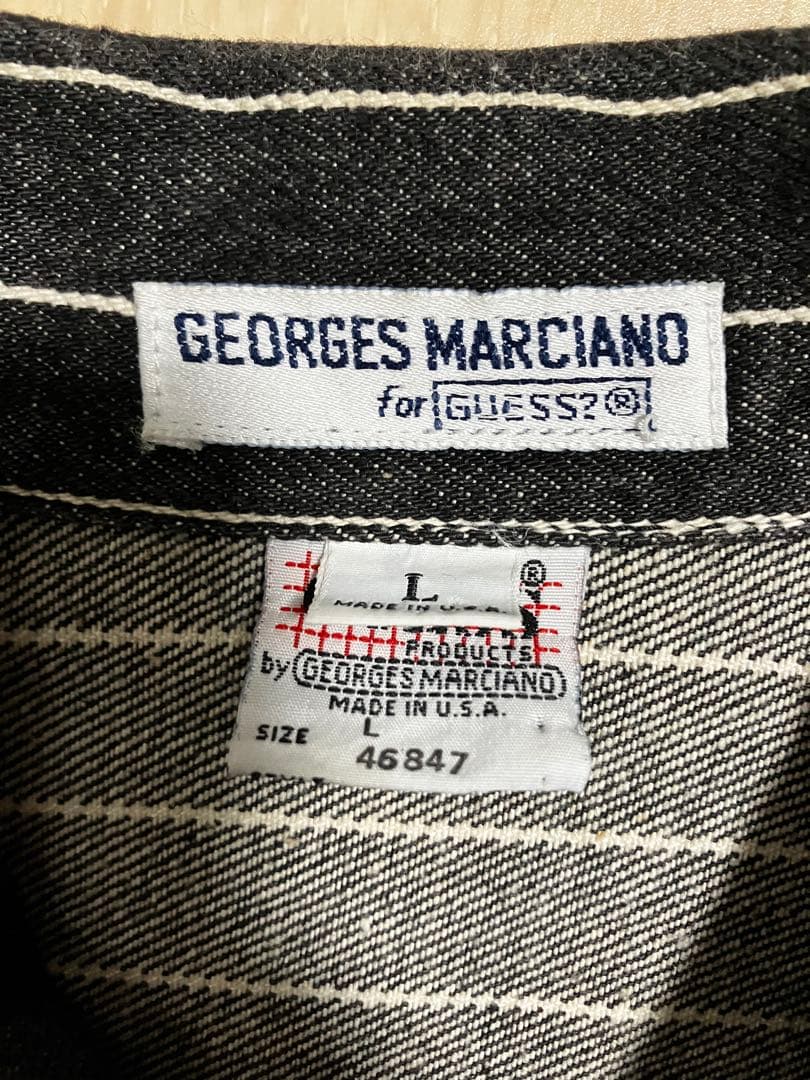 90s USA製　GUESS ゲス　ストライプデニムジャケット　先染