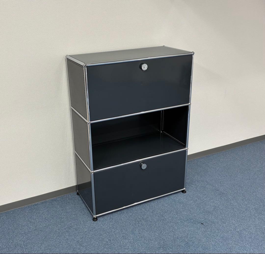 中古 USMハラー｜キャビネット リビング・1列3段 アントラサイト