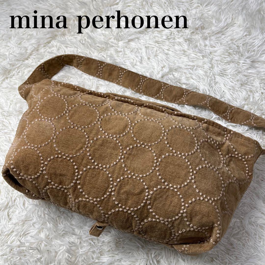 mina perhonen ショルダーバッグ 2way タンバリン キャメル
