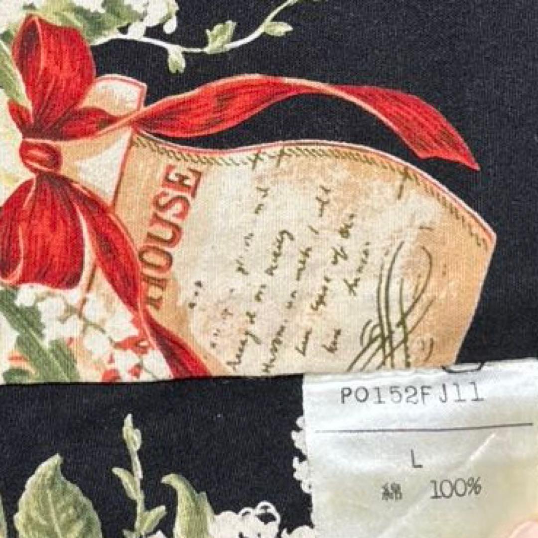 PINK HOUSE 【美品】L　デニム　ジャケット　ブラック　花柄　綿100%