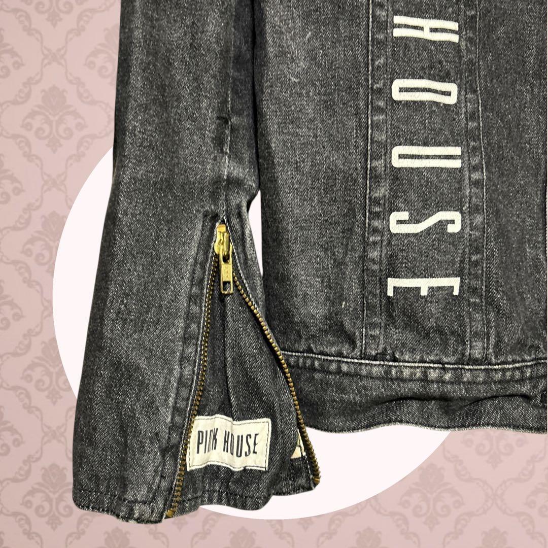 PINK HOUSE 【美品】L　デニム　ジャケット　ブラック　花柄　綿100%