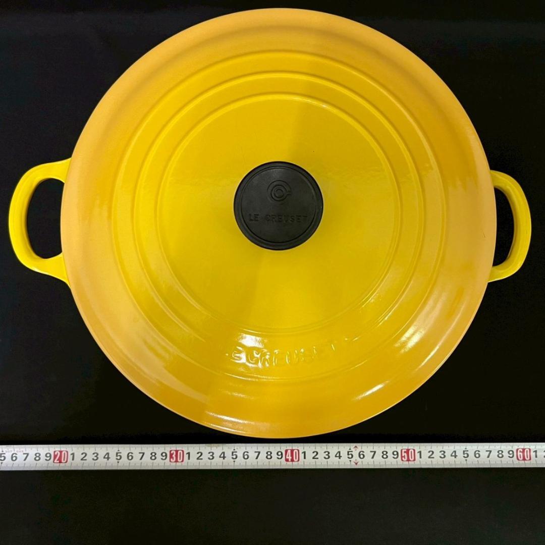 28cm 箱付き ル・クルーゼ ココット ロンド 両手鍋 イエロー