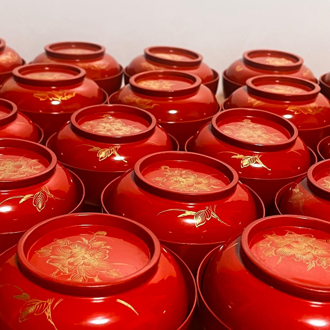 明治・大正期　骨董　吸い物椀　木製　漆器　お椀19客　古道具