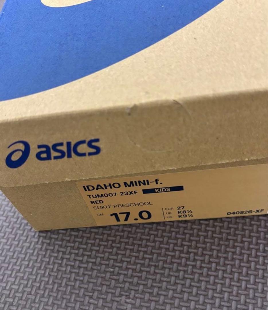 ファミリア　アシックス　スニーカー　17 センチ　赤系チェック　XF チェック