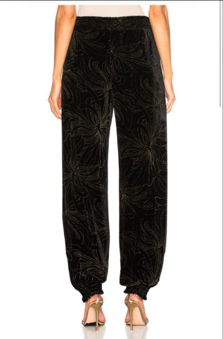 Chloé サルエルパンツ ベロア ブラック ゴールドデザイン