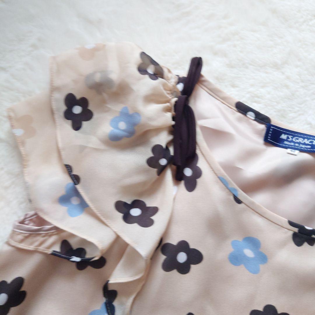 新品タグ付き M’S GRACY 花柄 リボン チュニック 大きいサイズ 42