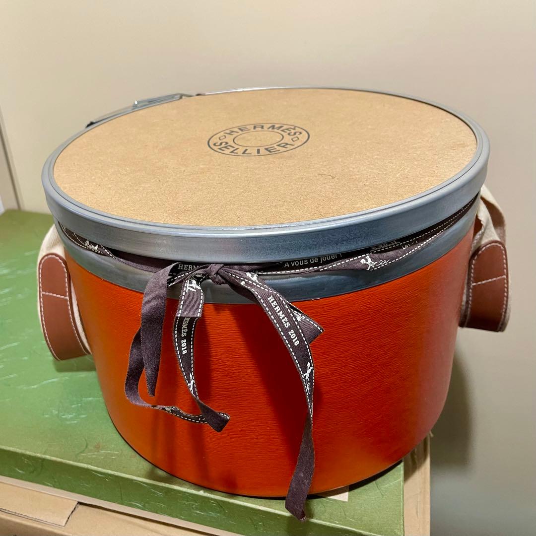 HERMES サドルボックス 30cm エルメス 馬具缶 H800343E 9J