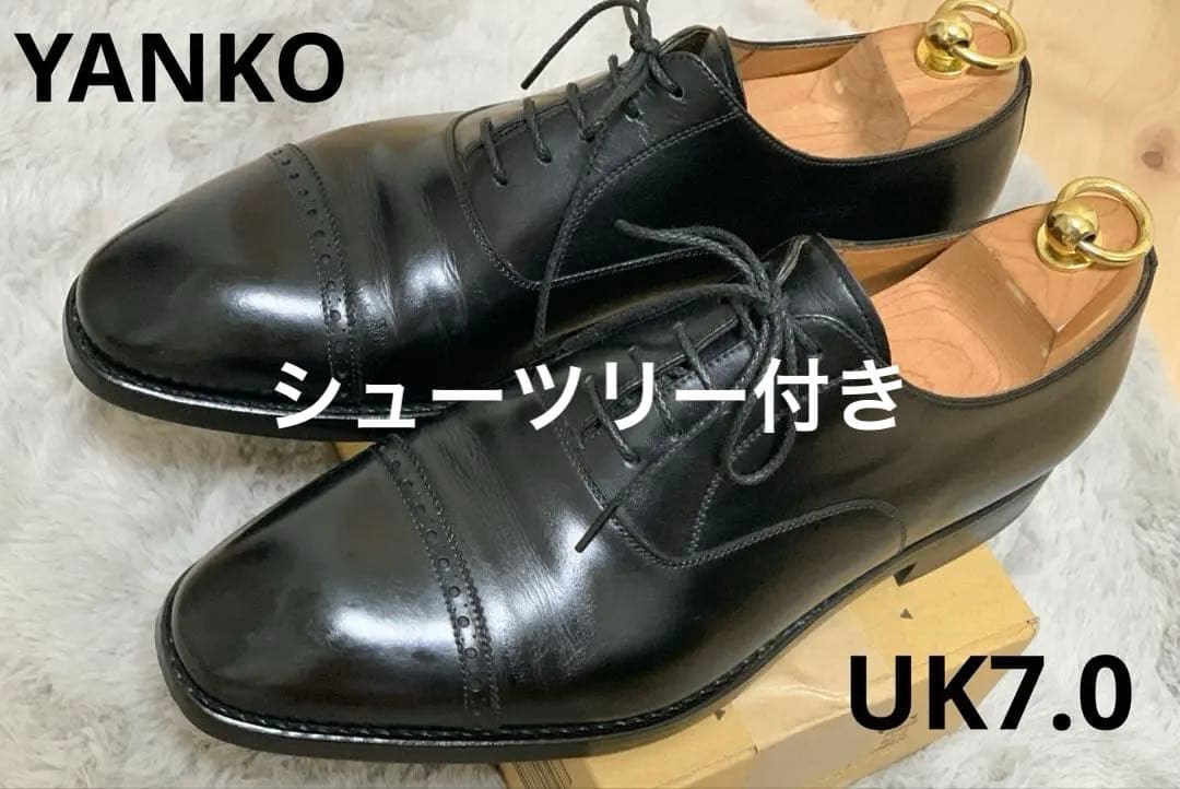 YANKO//ヤンコ//パンチドキャップトウ//ブラック//UK7.0