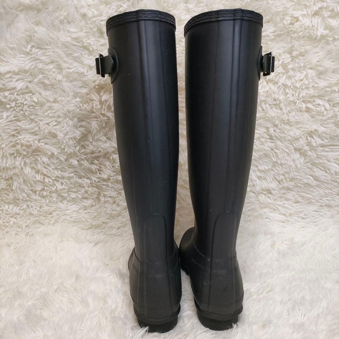 【美品】HUNTER レディース 長靴 バックル付き ブラック 23cm