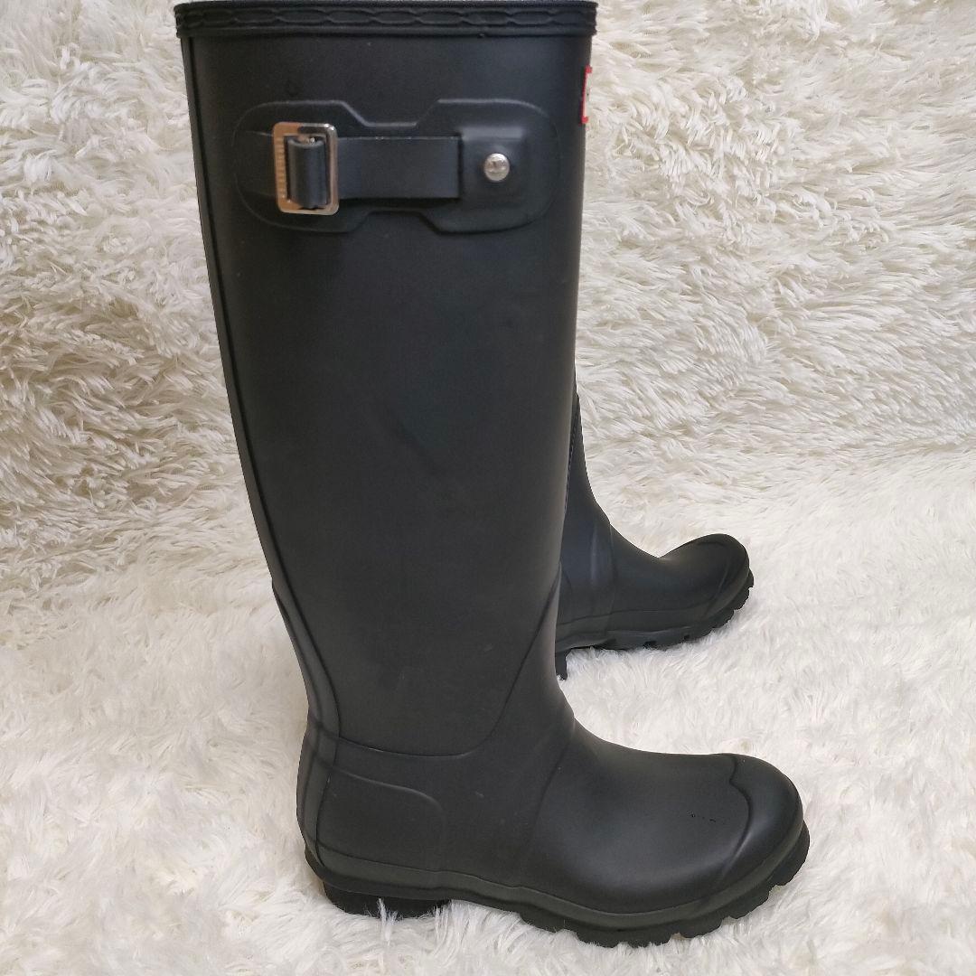 【美品】HUNTER レディース 長靴 バックル付き ブラック 23cm