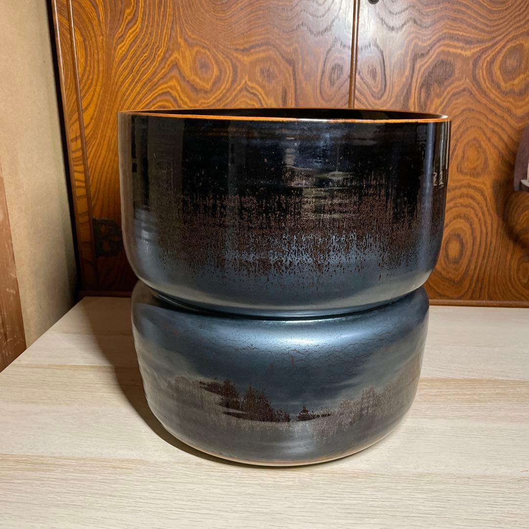 個展出品大作　青木龍山　天目曙光大花器　箱なし