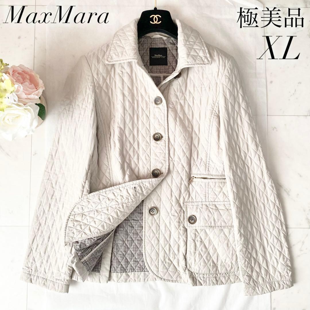 極美品◆春まで活躍♪MaxMara キルティングコート ジャケット ベージュ42
