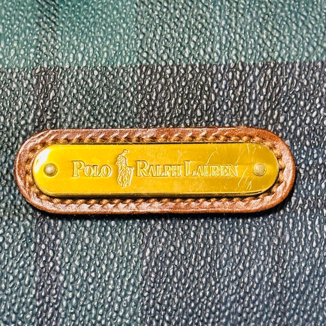 希少 ポロ ラルフローレン レザー ボストンバッグ チェック 2way 大容量