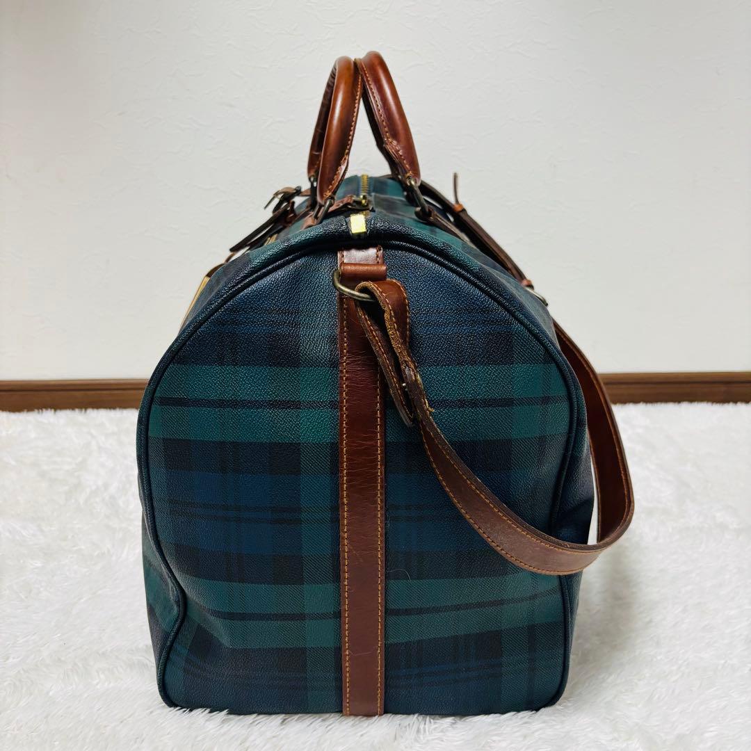 希少 ポロ ラルフローレン レザー ボストンバッグ チェック 2way 大容量