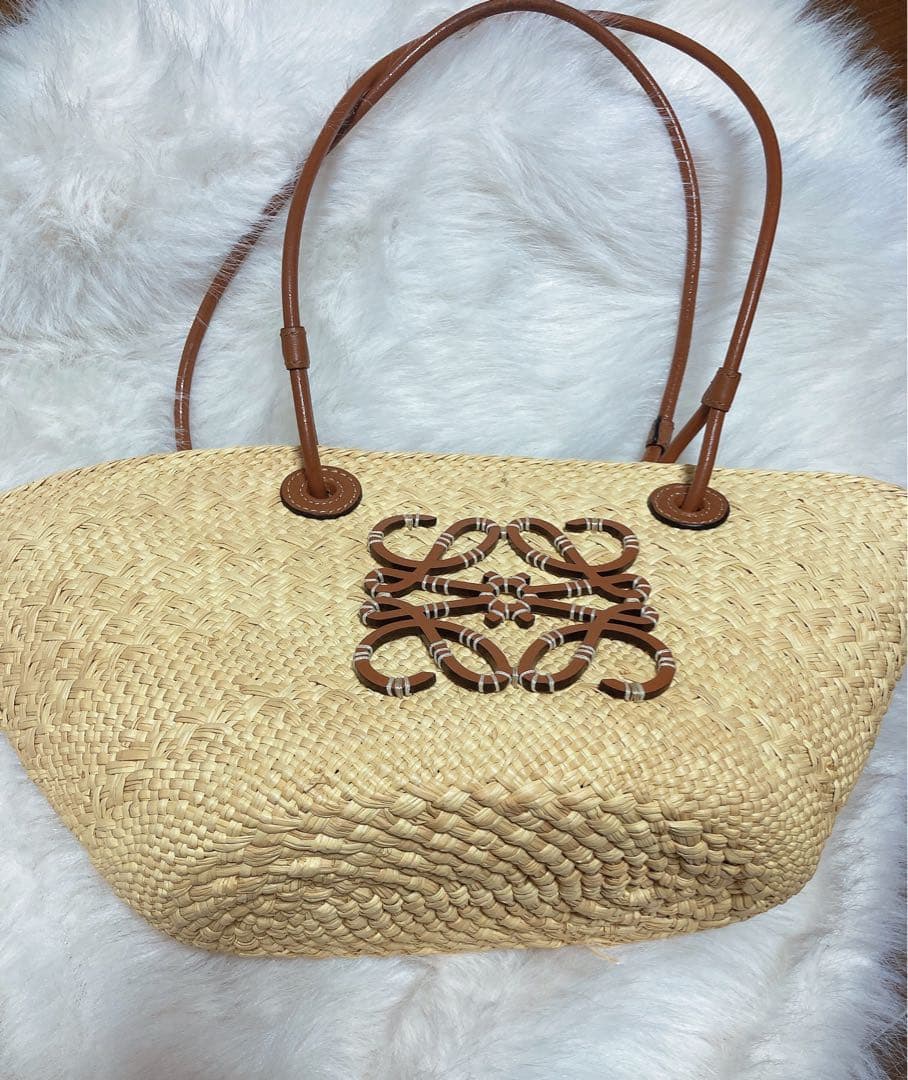 ストロートートバッグ レザー ハンドル かごバッグ