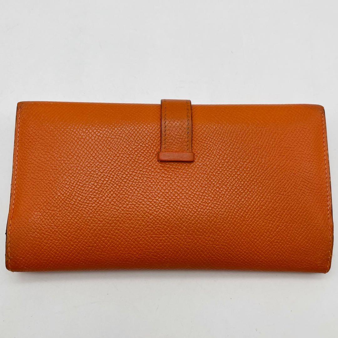 エルメス　オレンジ　三つ折りべアン　べアン 長財布　カード入れ　□K刻印